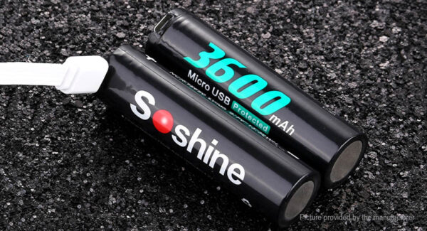 Authentic Soshine 18650 3.6V 3600mAh Rechargeable Li-ion Battery (2-Pack)