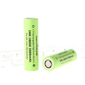 Authentic VAPPOWER IMR 18650 3.7V 2000mAh Rechargeable Li-Ion Batteries (2-Pack)