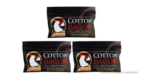 Authentic Wick 'N' Vape Cotton Bacon Prime Cotton Wick (3-Pack)