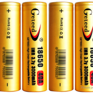 GETEED IMR 18650 3.7V 3000mAh Rechargeable Li-ion Battery (4-Pack)