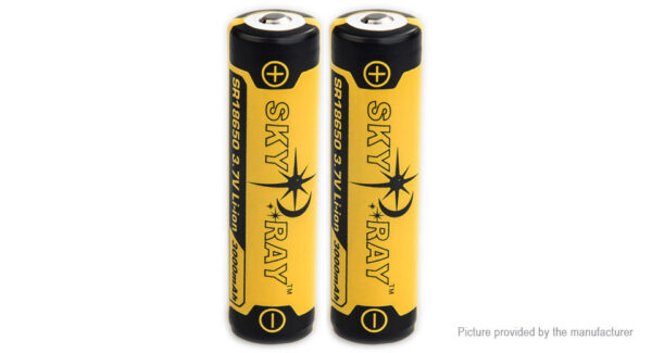 SKYRAY 18650 3.7V 3000mAh Rechargeable Li-ion Battery (2-Pack)