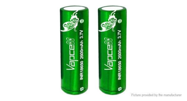 Vapcell INR 18650 3.7V 2600mAh Rechargeable Li-ion Battery (2-Pack)