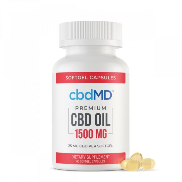cbdMD CBD Oil Softgel Capsules 60 Count 1500mg