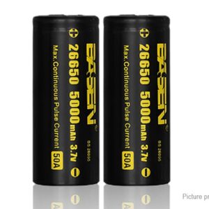 BASEN IMR 26650 3.7V 5000mAh Rechargeable Li-Mn Batteries (2-Pack)
