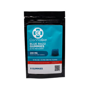 CannaAid Delta 8 THC + CBD Gummies - Blue Razz 15mg 8 Count