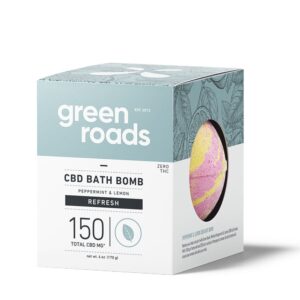 Green Roads Large CBD Bath Bomb - Refresh (Peppermint & Lemon) 150mg