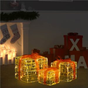 Decorative Acrylic Christmas Gift Boxes 3 pcs Warm White