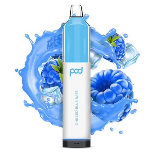 Pod Mesh 5500 Synthetic Disposable Vape Device Chilled Blue Razz Single 50mg Vape Habitat 4961