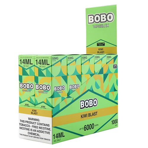 VaporLax BOBO - Disposable Vape Device - Kiwi Blast - 10 Pack (140ml) / 50mg