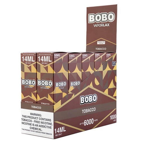 VaporLax BOBO - Disposable Vape Device - Tobacco - 10 Pack (140ml) / 50mg