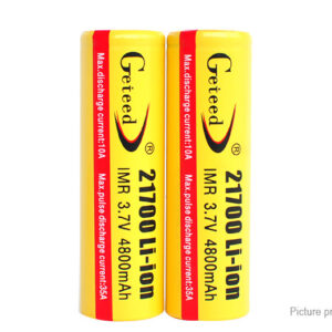Geteed IMR 21700 3.7V 4800mAh Rechargeable Li-ion Batteries (2-Pack)