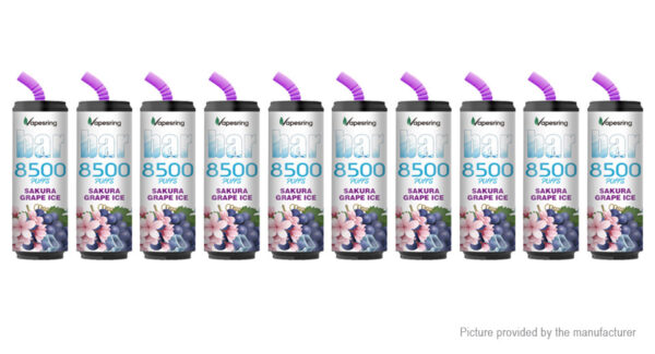 Vapesring Bar 600mAh Disposable Kit (Sakura Grape Ice 10-Pack)
