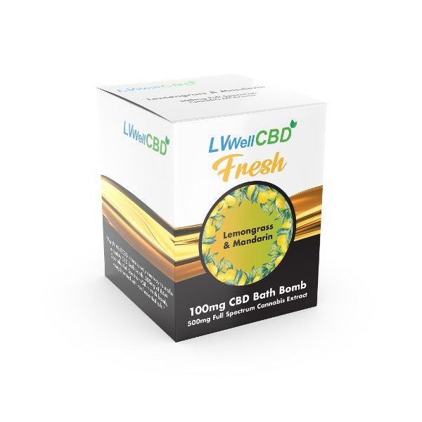 LVWell CBD 500mg CBD Bath Bomb - Lemongrass and Mandarin - Fresh