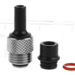 Across Intan Grip Styled SS Base + POM MTL / DL Mouthpiece Drip Tip Kit (Silver + Black)