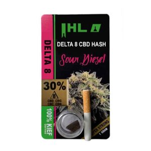 Delta 8 CBD Hash Sativa Black Hash - Sour Diesel - 1g 20% CBD (Pipe Included)