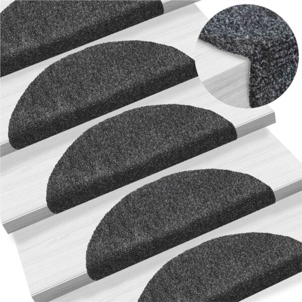 15pcs Selfadhesive Stair Mats Needle Punch 54x16x4cm Dark Grey