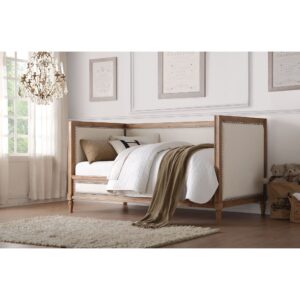 ACME Charlton Twin Size Linen Upholstered Daybed Cream