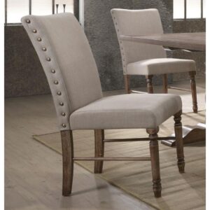 ACME Leventis Linen Upholstered Dining Chair Set of 2 Cream