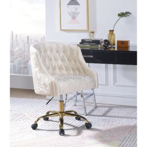ACME Levian Modern Leisure Velvet Swivel Chair Cream