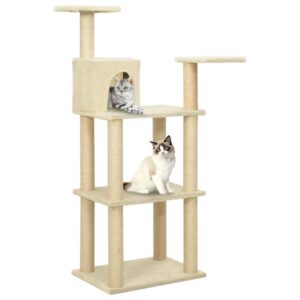 Cat Tree with Sisal Scratching Posts Cream 119 cm