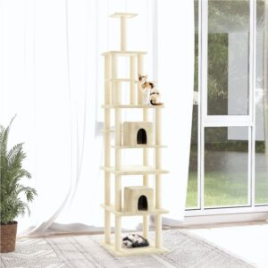 Cat Tree with Sisal Scratching Posts Cream 216 cm