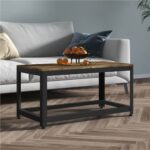 Coffee Table Dark Brown and Black 90x45x45 cm MDF and Iron