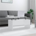 Coffee Table High Gloss White 102x505x465 cm Engineered Wood