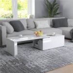 Coffee Table High Gloss White 150x50x35 cm Chipboard