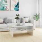 Coffee Table High Gloss White 90x60x425 cm Chipboard