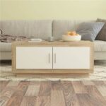 Coffee Table White and Sonoma Oak 102x50x45 cm Engineered Wood