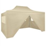 Foldable Tent PopUp with 4 Side Walls 3x45 m Cream White