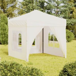 Folding Party Tent with Sidewalls Cream 2x2 m