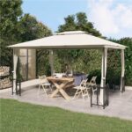 Gazebo with SidewallsDouble Roofs 3x4 m Cream