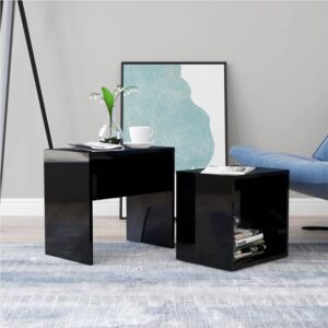 Coffee Table Set High Gloss Black 48x30x45 cm Chipboard