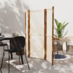 3Panel Room Divider Cream White 210x180 cm