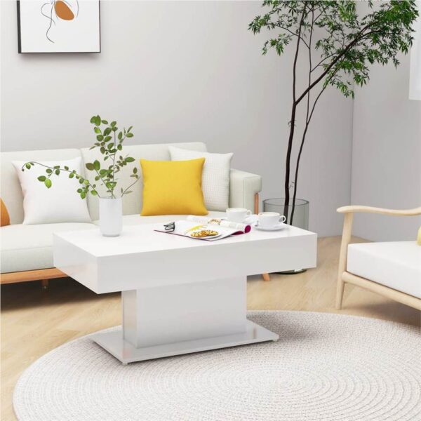 Coffee Table High Gloss White 96x50x45 cm Chipboard