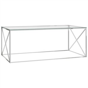 Coffee Table Silver 120x60x45 cm Stainless Steel and Glass