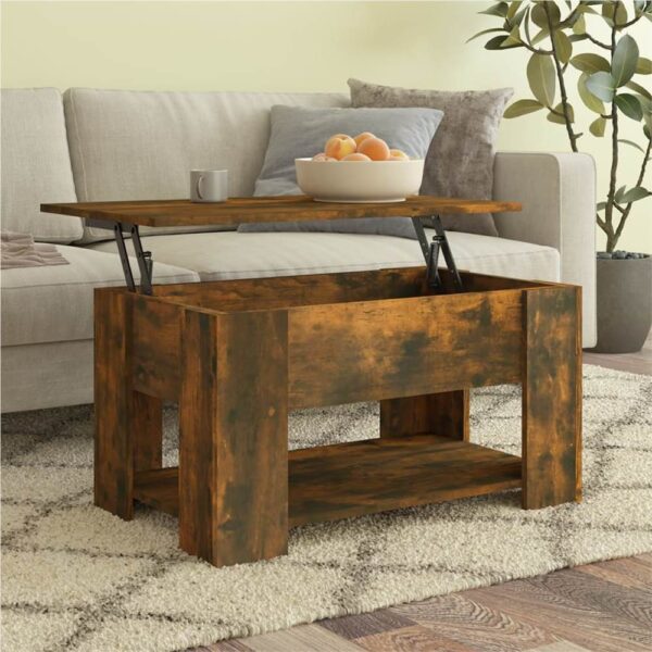 Coffee Table Smoked Oak 79x49x41 cm Engineered Wood