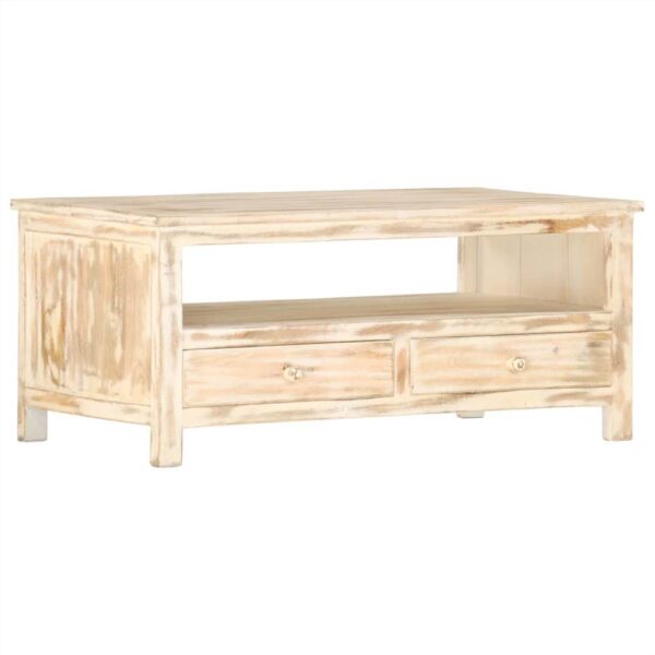 Coffee Table White 90x50x40 cm Solid Mango Wood