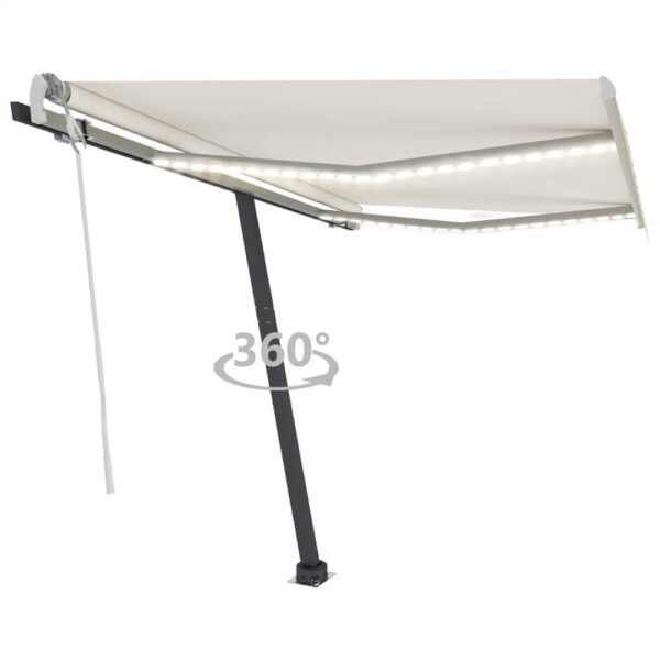 Manual Retractable Awning with LED 300x250 cm Cream