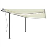 Manual Retractable Awning with LED 4x35 m Cream