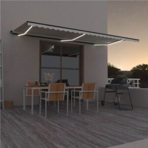 Manual Retractable Awning with LED 600x350 cm Cream