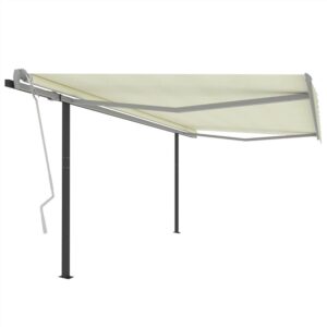 Manual Retractable Awning with Posts 4x3 m Cream