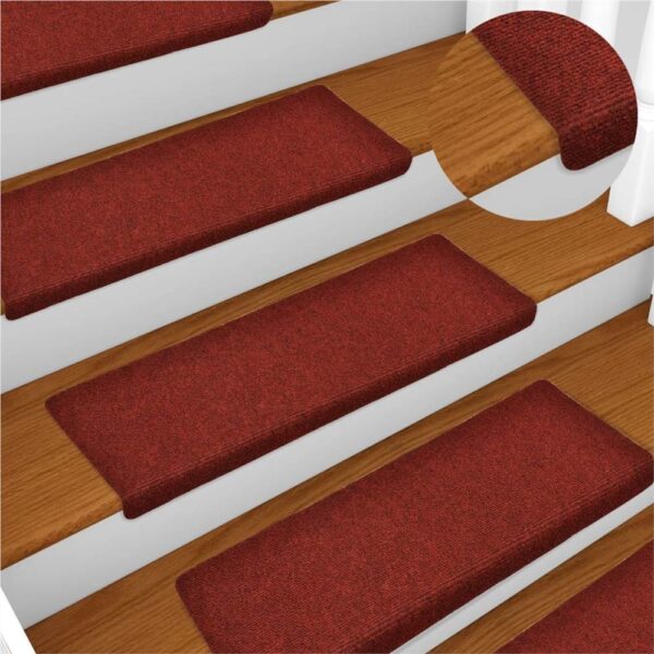 Stair Mats 10 pcs Bordeaux Red 65x25 cm Needle Punch