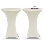 Standing Table Cover Ø60cm Cream Stretch 2 pcs