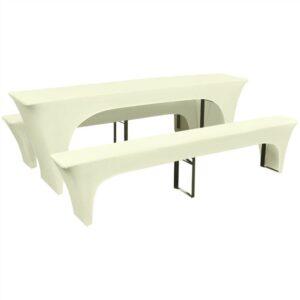 Three Piece Slipcover for Beer TableBenches Stretch Cream