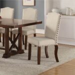 Upholstered Dining Chair Set of 2 with High Backrest Cream