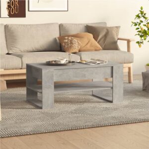 Coffee Table Concrete Grey 102x55x45 cm Engineered Wood