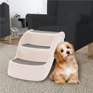 Folding 3Step Dog Stairs Cream 50x38x38 cm Plastic