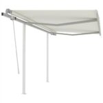 Manual Retractable Awning with Posts 3x25 m Cream